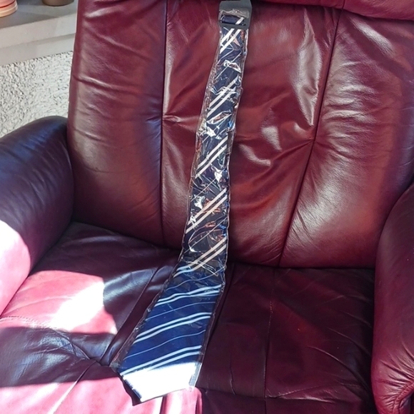 BRAND NEW FINNEAS & CO NAVY BLUE & WHITE TIE. 100% SILK SELLS FOR $24.99 - Picture 2 of 5